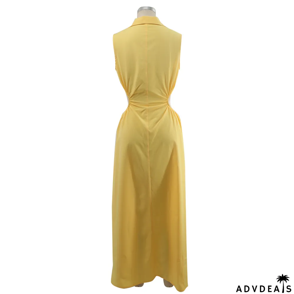 Women Casual Cutout Sleeveless Slit Dress