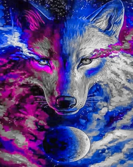 

Blue And Purple Wolf – Paint By Numbers - 40*50CM, 501 Original