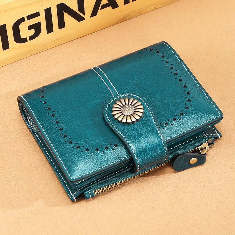 Women Wallet Genuine Leather Bifold Purse