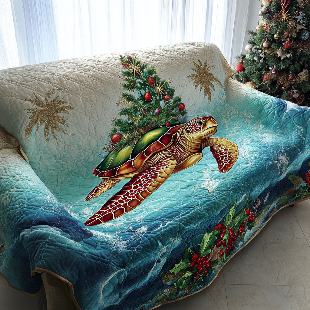Yuletide Turtle Waves Quilted Sofa Cover NCU0PT10713 everthome