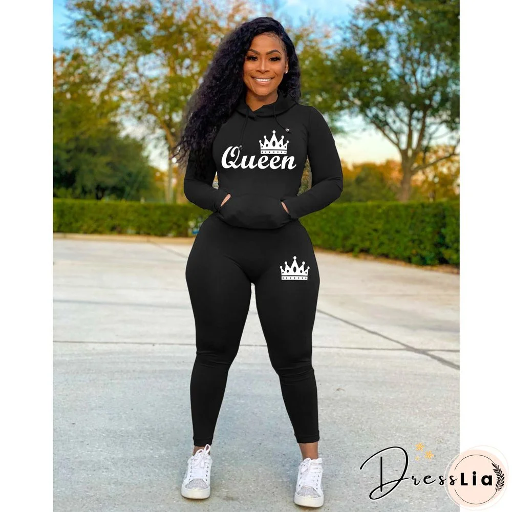 Workout Long Sleeve Hoodies Skinny Pants Tracksuit