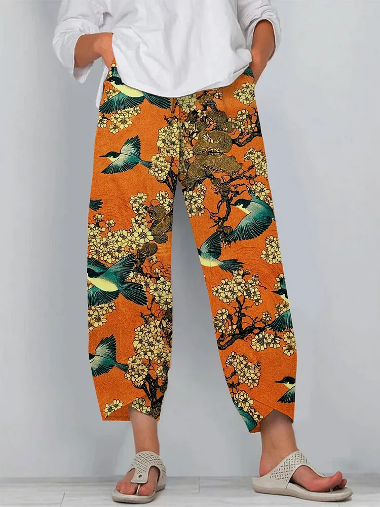 Japanese Art Retro Loose Casual Cropped Pants