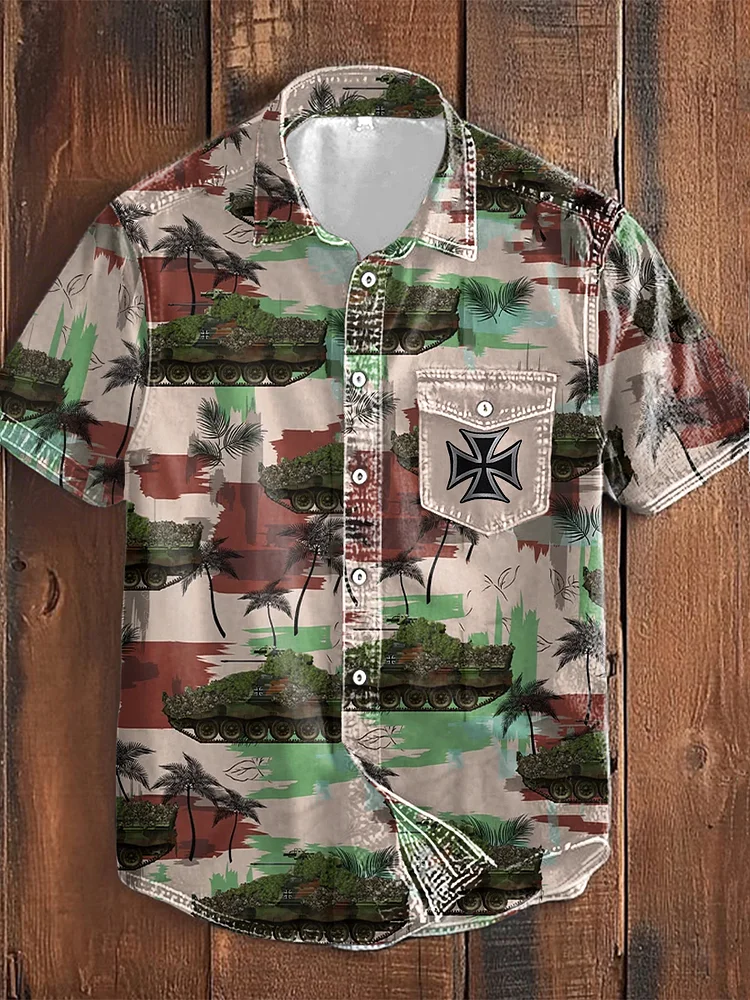 Männer Deutschland Bundeswehr Print Kurz ärmel iges Hemd