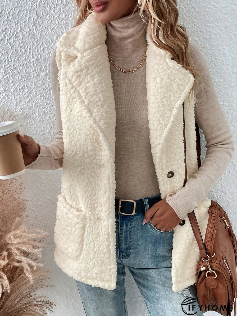 Plain Shawl Collar Casual Regular Fit Vest | IFYHOME