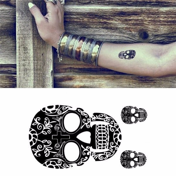 Waterproof Temporary Tattoo Sticker on body art Mexican skull tatto stickers flash tatoo fake tattoos for girl women men