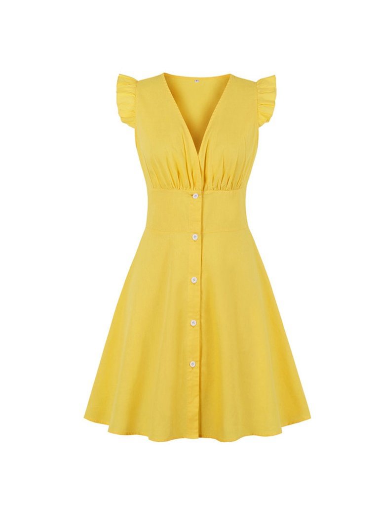 Casual Dress Single Breasted Ruffle A-Line Mini Dress