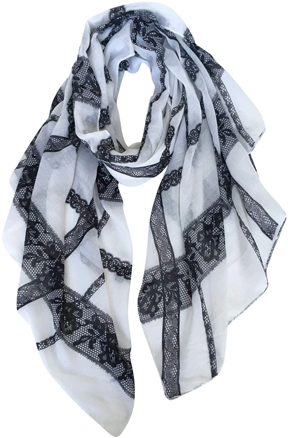 Lightweight Cotton Scarf Fashion Lace Designed Women Wrap Shawls