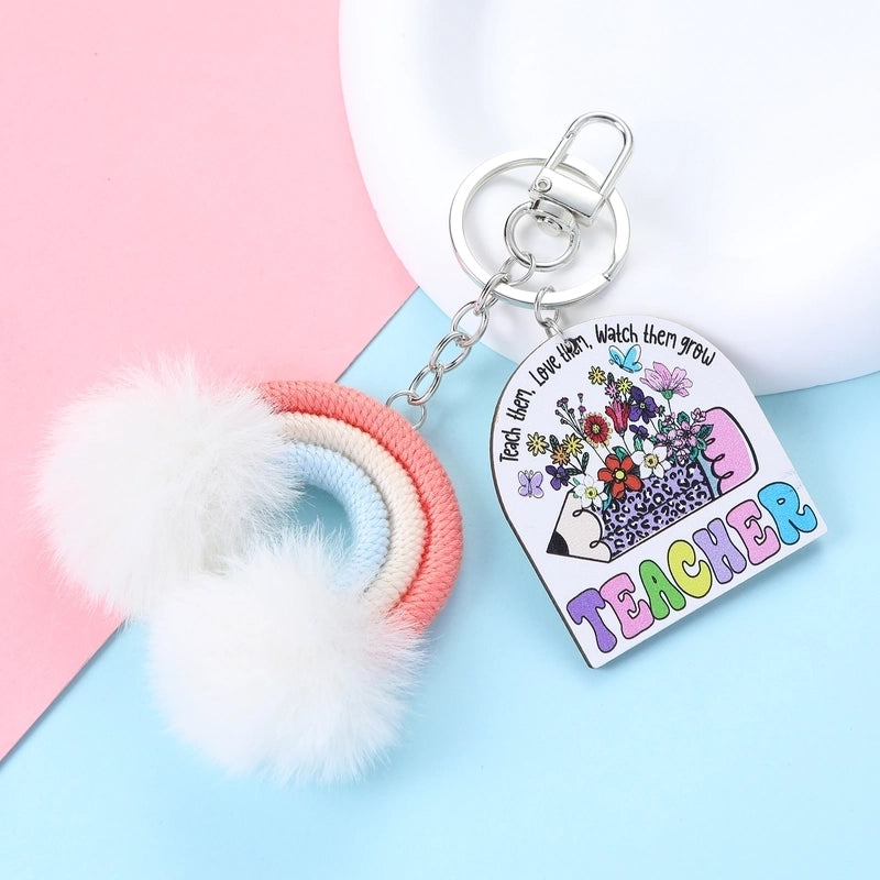 Cute Sweet Shiny Letter Rainbow Alloy Bag Pendant Keychain