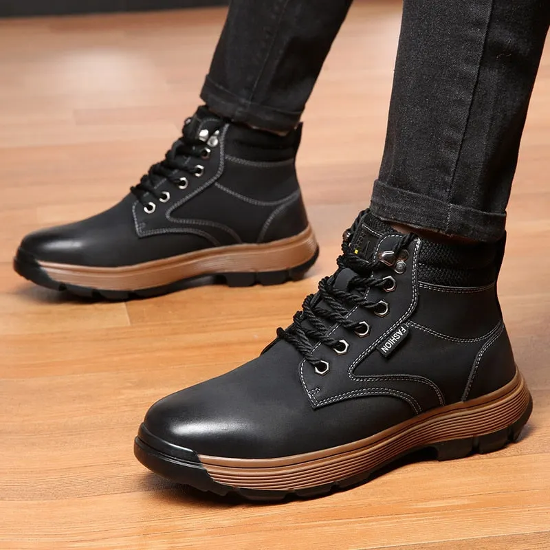 New Snow Boots mens Protective and Wear-resistant Sole Man Boots Warm Natural Wool Winter shoes Comfortable Ankle Walking Boots