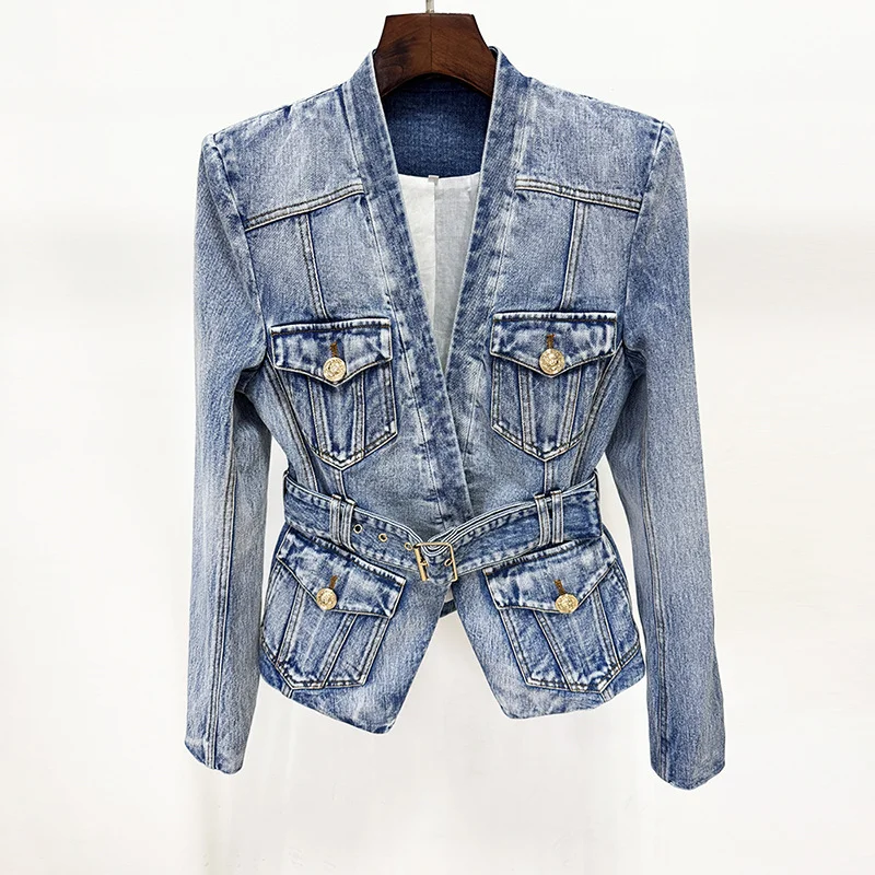 Nigikala Nigikala Early Autumn New Star Fashion T-Shirt Belt Wash Denim Suit Jacket Jacket Jacket