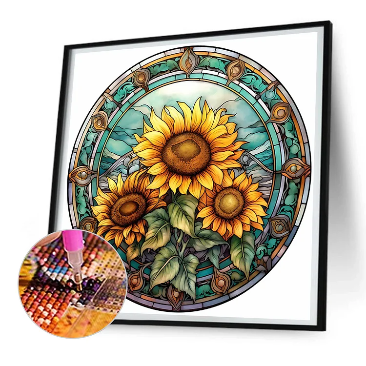 4PCS Diamond Painting - Full Round - Sunflower(30*30cm)