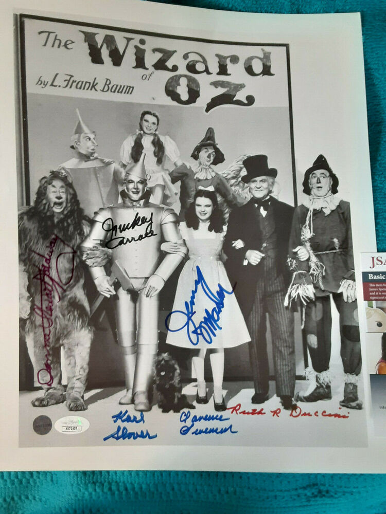 Wizard Of Oz 6  Munchkins Autographed 11x14 B&W Photo Poster painting JSA Certified