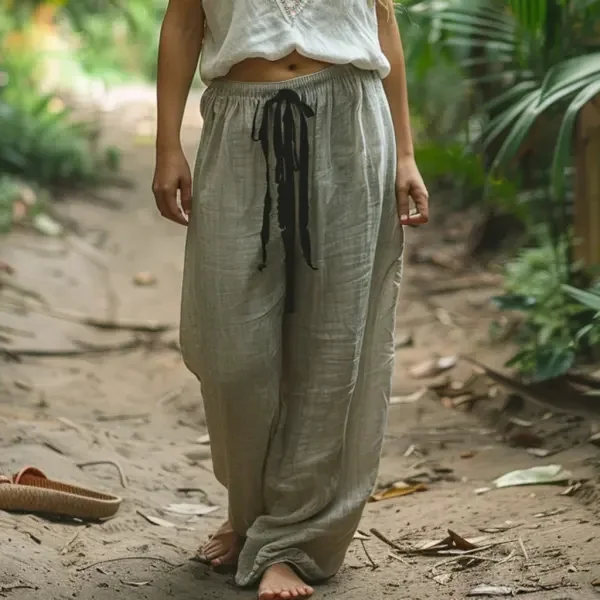 Utbros Simple And Comfortable Women's Casual Linen Pants