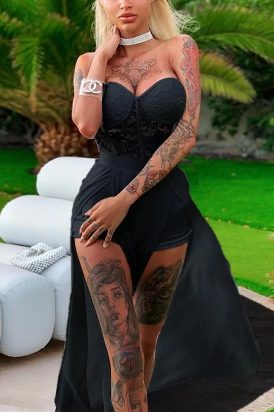 Sexy Perspective Lace Spliced jumpsuit