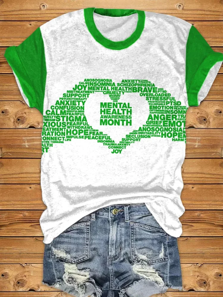 Women'S Mental Health Awareness Month Print Short Sleeve T-Shirt