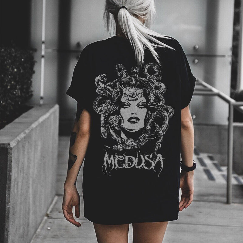 Medusa print ladies loose T-shirt designer FitBeastWear