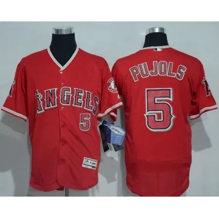 Angels of Anaheim #5 Albert Pujols Red Flexbase Authentic Collection Stitched MLB Jersey