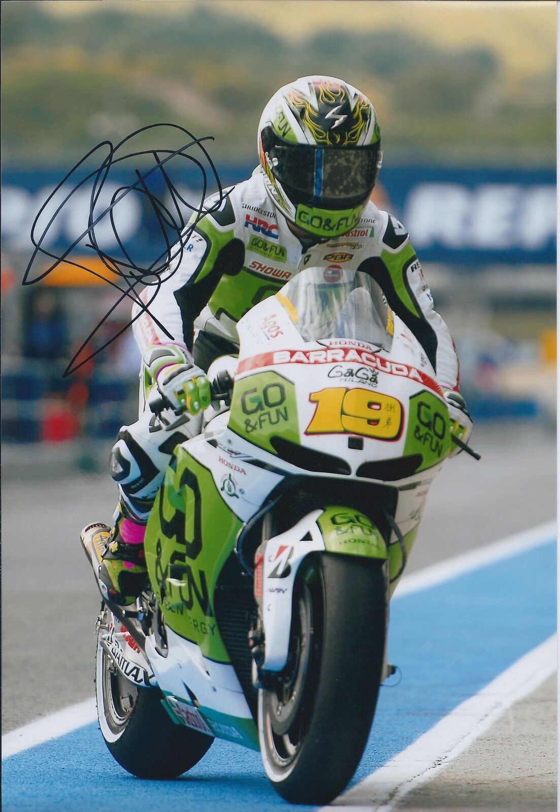 Alvaro BAUTISTA Autograph 12x8 HONDA Grisini Grand Prix Photo Poster painting SIGNED AFTAL COA