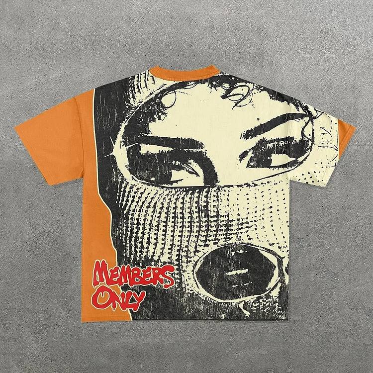 Vintage Mask Gangster Girl Graphic Cotton T-Shirt