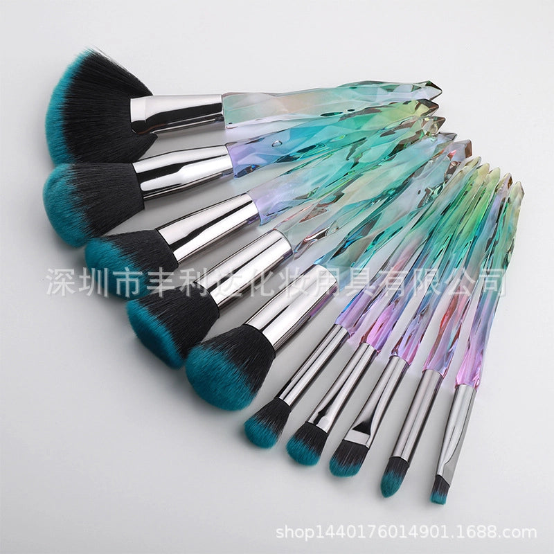 Minimalist Pink Purple Blue Arylic Artificial Fiber Acrylic Handle Makeup Brushes 1 Set