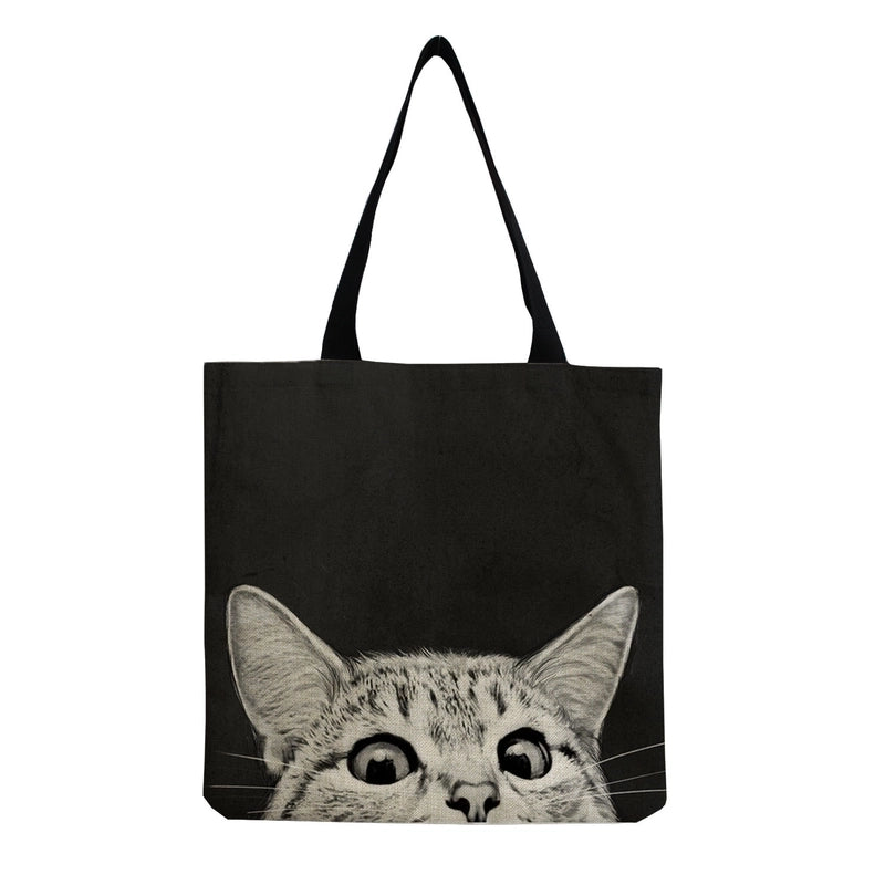 Women’s All Seasons Linen Cat Minimalist Square Open Canvas Bag