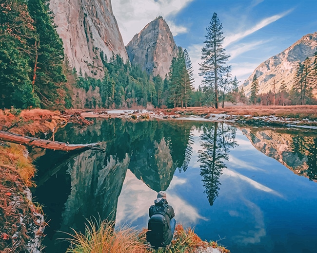 

Yosemite Beautiful View California – Paint By Numbers - 40*50CM, 501 Original