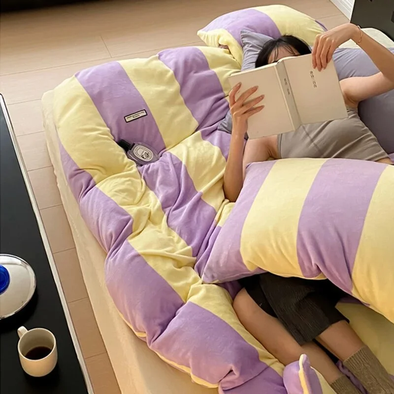 Athvotar Milk Fleece Winter Spring Duvet Cover Set King Size Comfortable Warm Bedding Set Queen Home Quilt Cover Pillowcase Sheets
