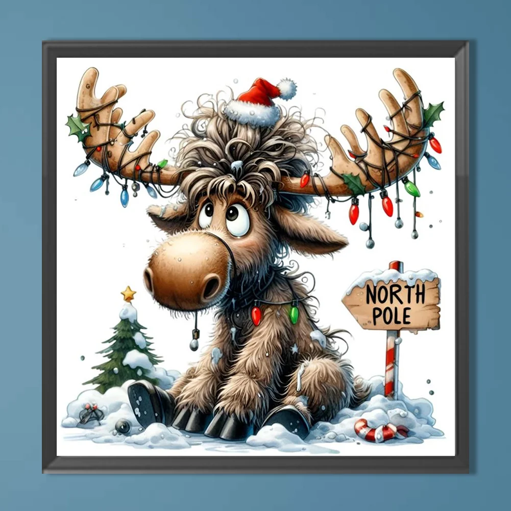 Diamond Painting - Full Round Drill - Christmas Elk(Canvas|30*30cm)