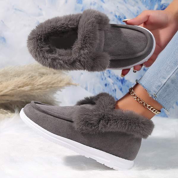 Women's Suede Plush-Lined Slip-On Snow Boots