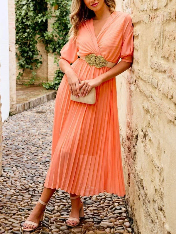 sheer 3/4 sleeve temperament women's dress