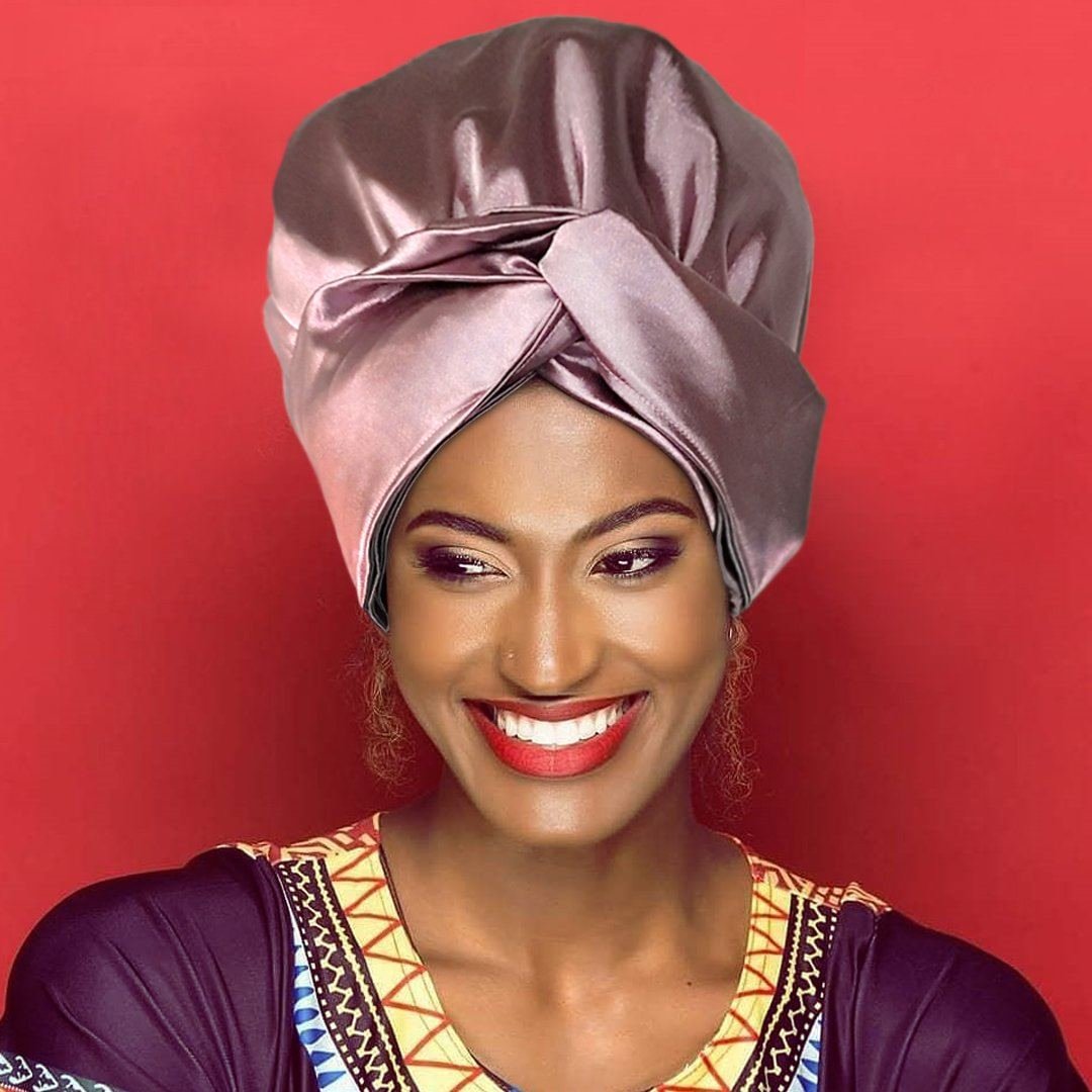 Solid Color Head Wrap With Satin-Lined(Purple)-AW1809