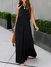 Simple Backless Halterneck Maxi Dress