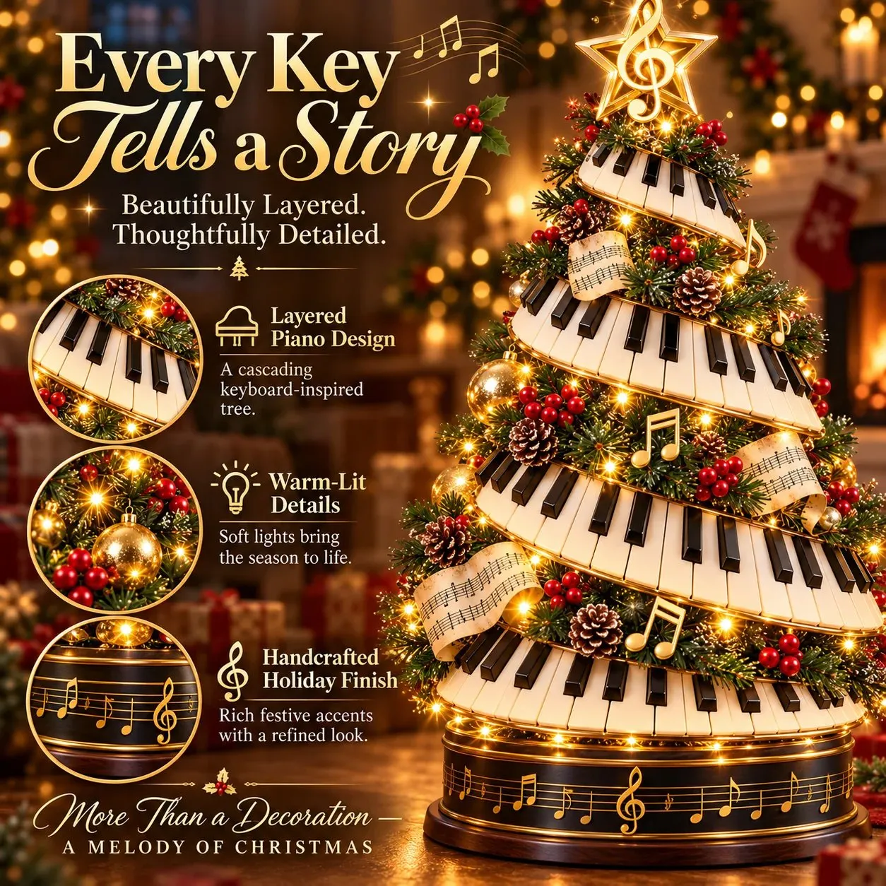 Illuminated musical Christmas tree display