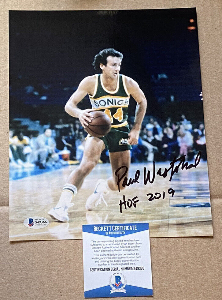 PAUL WESTPHAL SIGNED 8X10 SEATTLE SUPERSONICS Photo Poster painting W/HOF19 BECKETT CERTIFIED