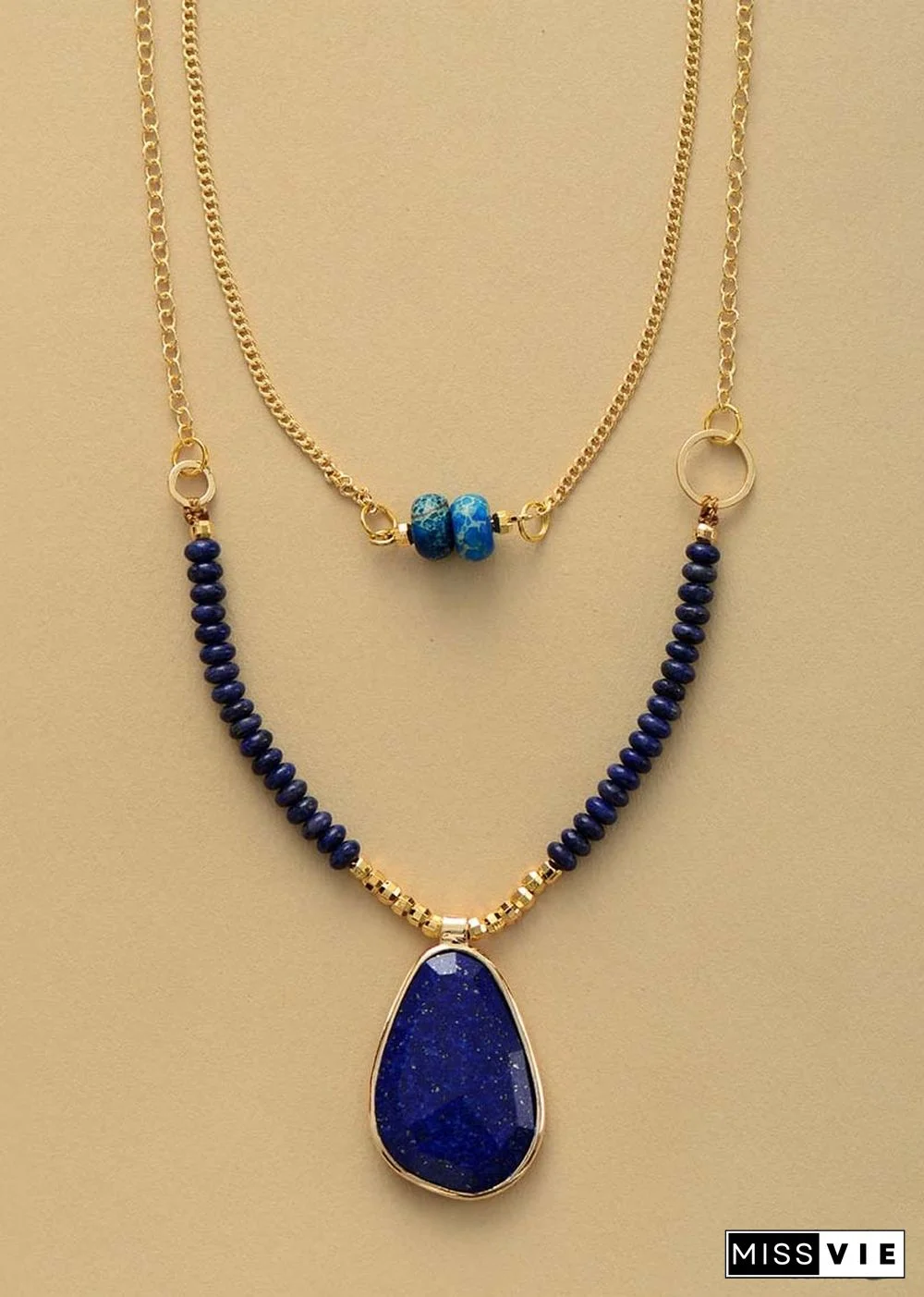 Boho Necklace, 2 Layers Lapis