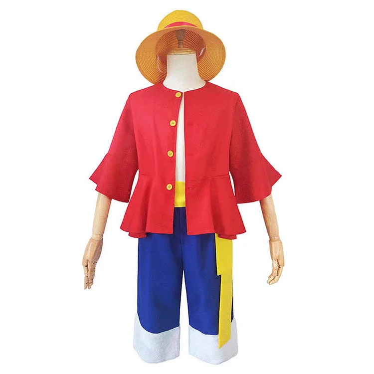 Kids Children One Piece Luffy Red Shirt Set Outfits Cosplay Costume Halloween Carnival Suit