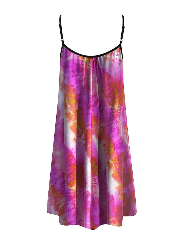 Mini Print Fashion Modern Geometric Spaghetti straps Dress Wear Womens Summer Spring