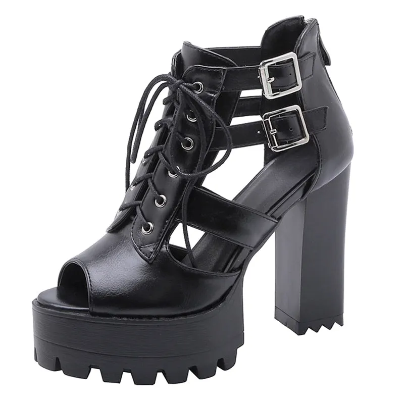 Gdgydh Extrme High Heels Sandals Women Gladiator Shoes For Women Fashion Buckle Crose-tied Platform Sandals Party Wedding Shoes