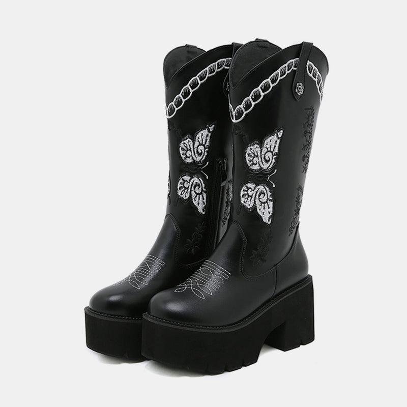 Butterfly Embroidered Boots