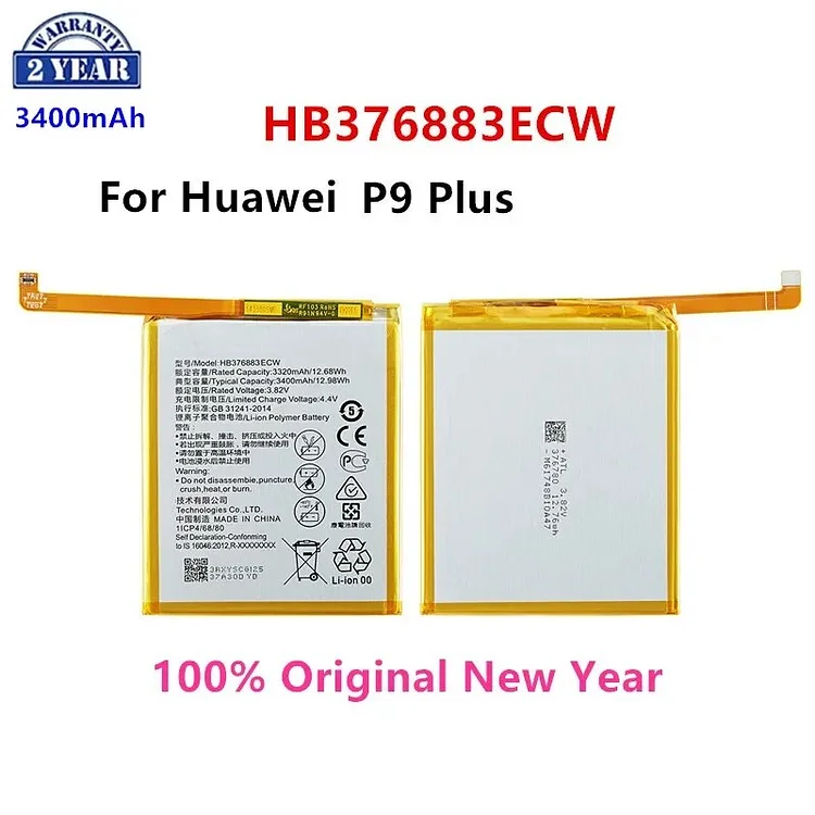 100% Orginal  HB376883ECW 3400mAh Battery For HUAWEI P9 Plus Mobile Phone Batteries
