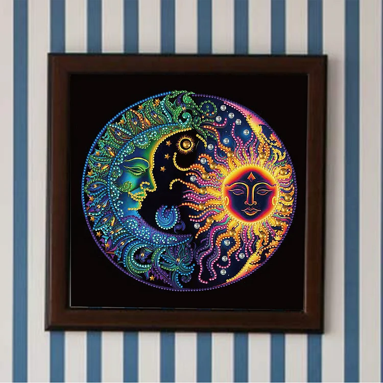 Diamond Painting Art Double Sided Ornaments Moon And Sun - Temu