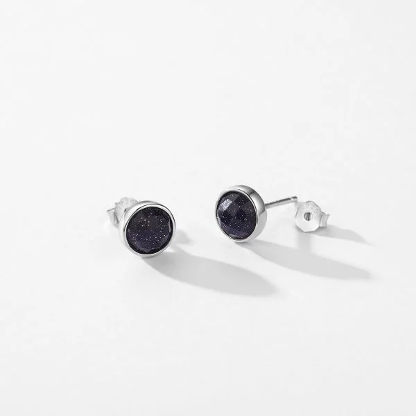 Natural Black Obsidian Simple Round Vintage Earrings