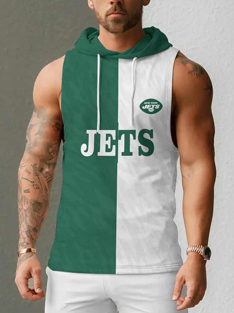 New York Jets Men's  Casual Comfy Sleeveless Hooded Tank Top