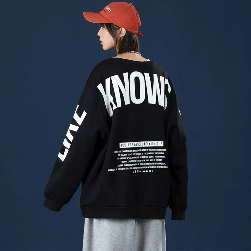 2022 Spring Fashion Hoodie Korean Style Neutral Couple Casual Personalized Printed Round Neck Letter Pullovers Youth Sweatsuit