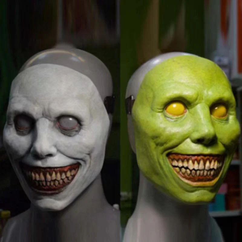 LED Mask Halloween Cosplay Costume Props, Halloween Smile Scary Latex Mask