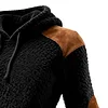 Women's Vintage Black Polar Fleece Panel Suede Pocket Hoodie by Inlyline
