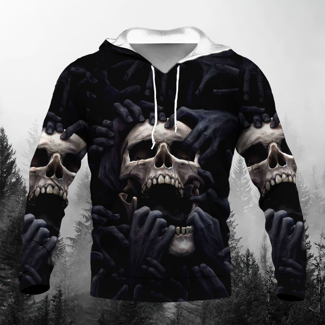 Skull Pattern 3D Print Men's Casual Hoodie Sweatshirts-VESSFUL