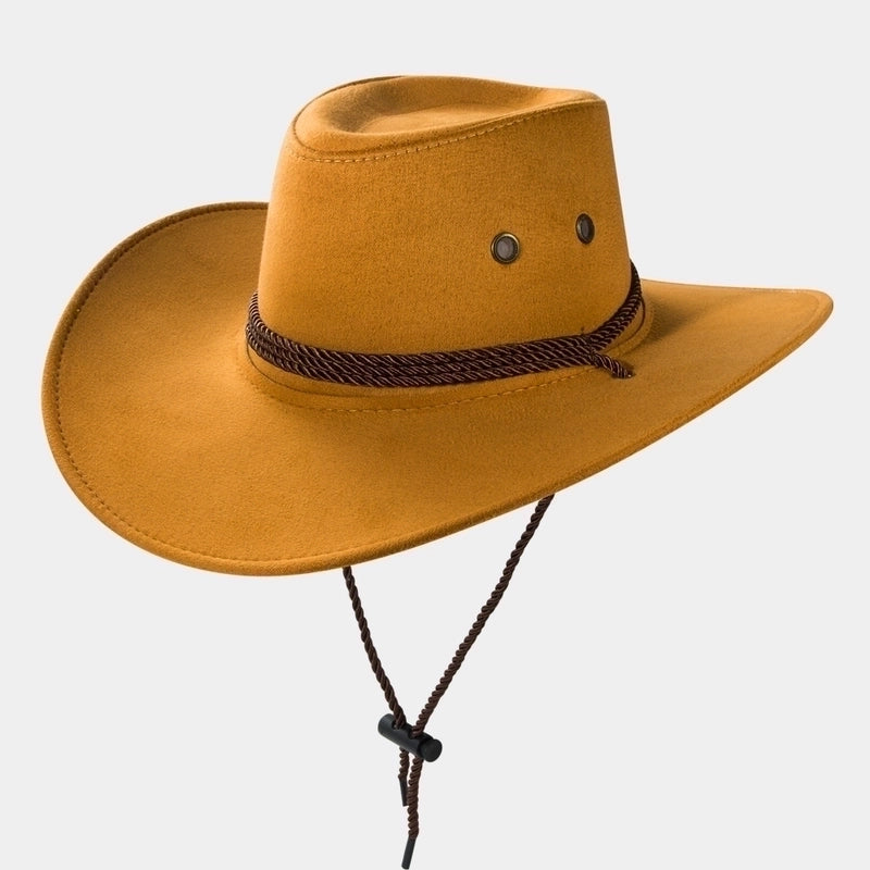 Cowboy Fedora Hat Big Brim Cowboy Hat Suede Outdoor Sun Hat Men’s Riding Hat