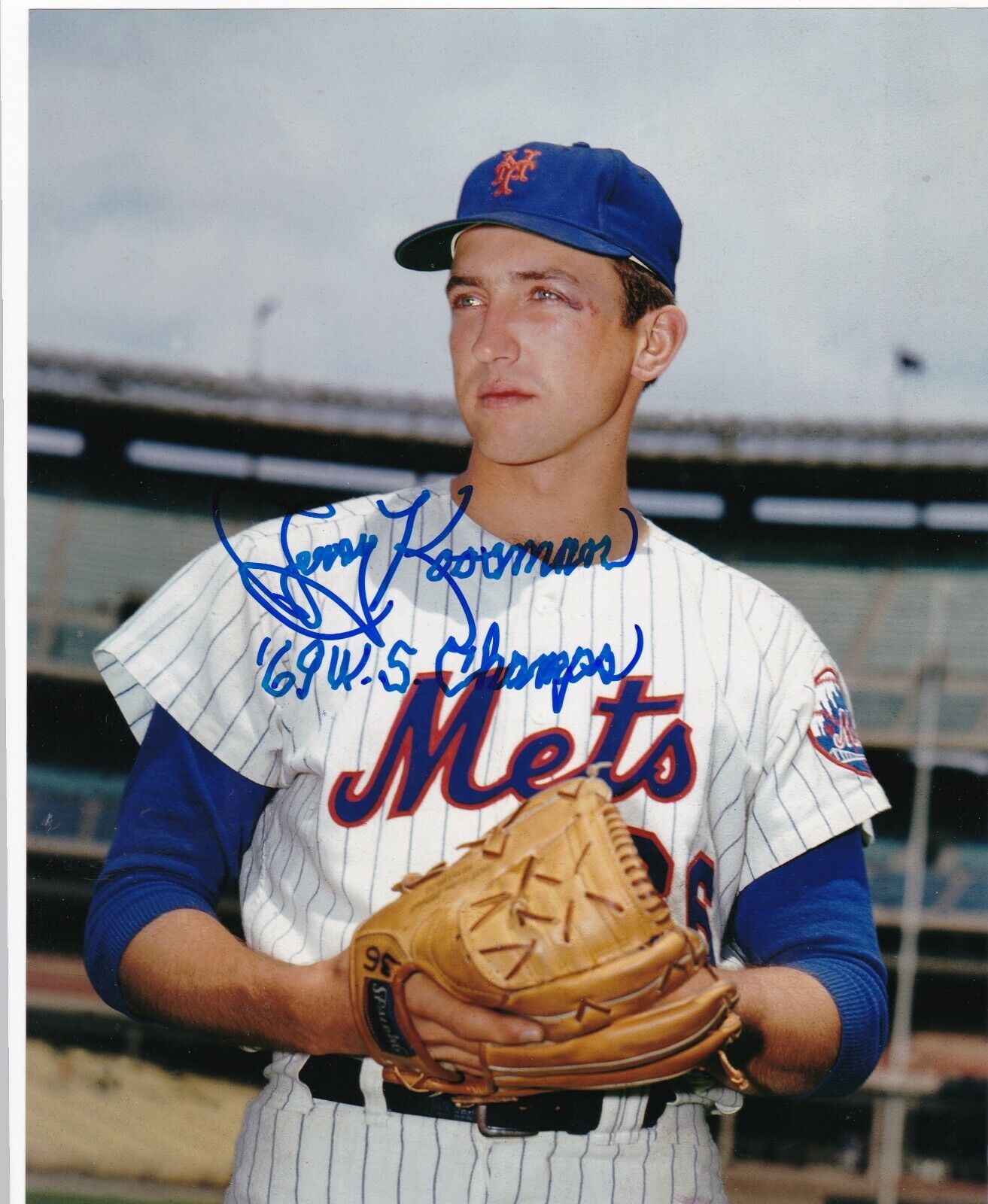 JERRY KOOSMAN NEW YORK METS 1969 WS CHAMPS ACTION SIGNED 8x10