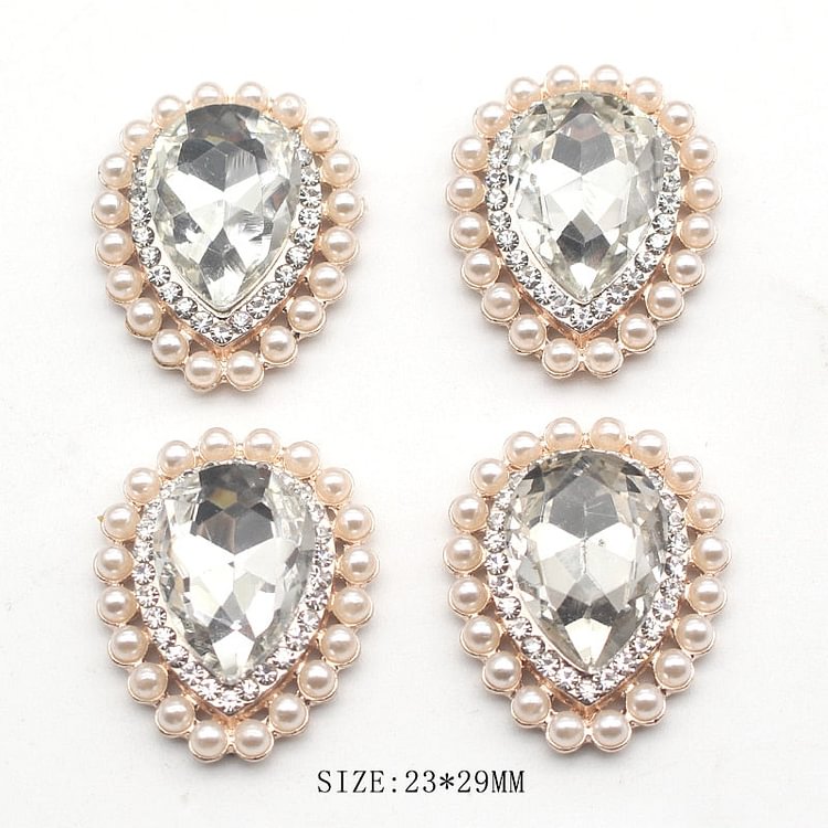 New 5Pcs/Lot 23*29MM Alloy Drop-Shaped Flat-Bottom Button DIY Decoration Accessories